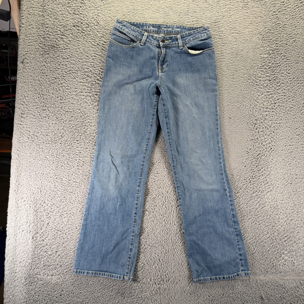 L.L. Bean Jeans Womens 8 Blue Cotton Denim Straight Leg Travel Workwear Stretch